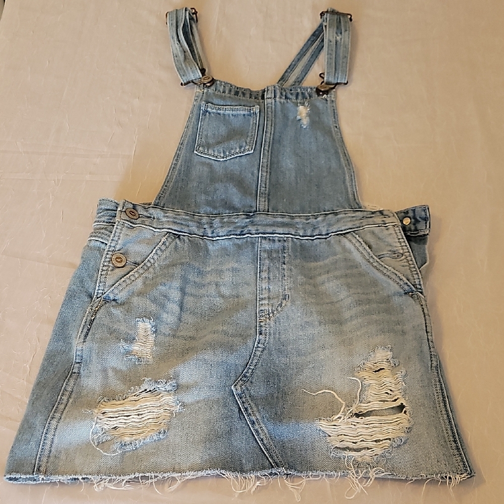 Hollister Denim Distressed Kids Overalls XS